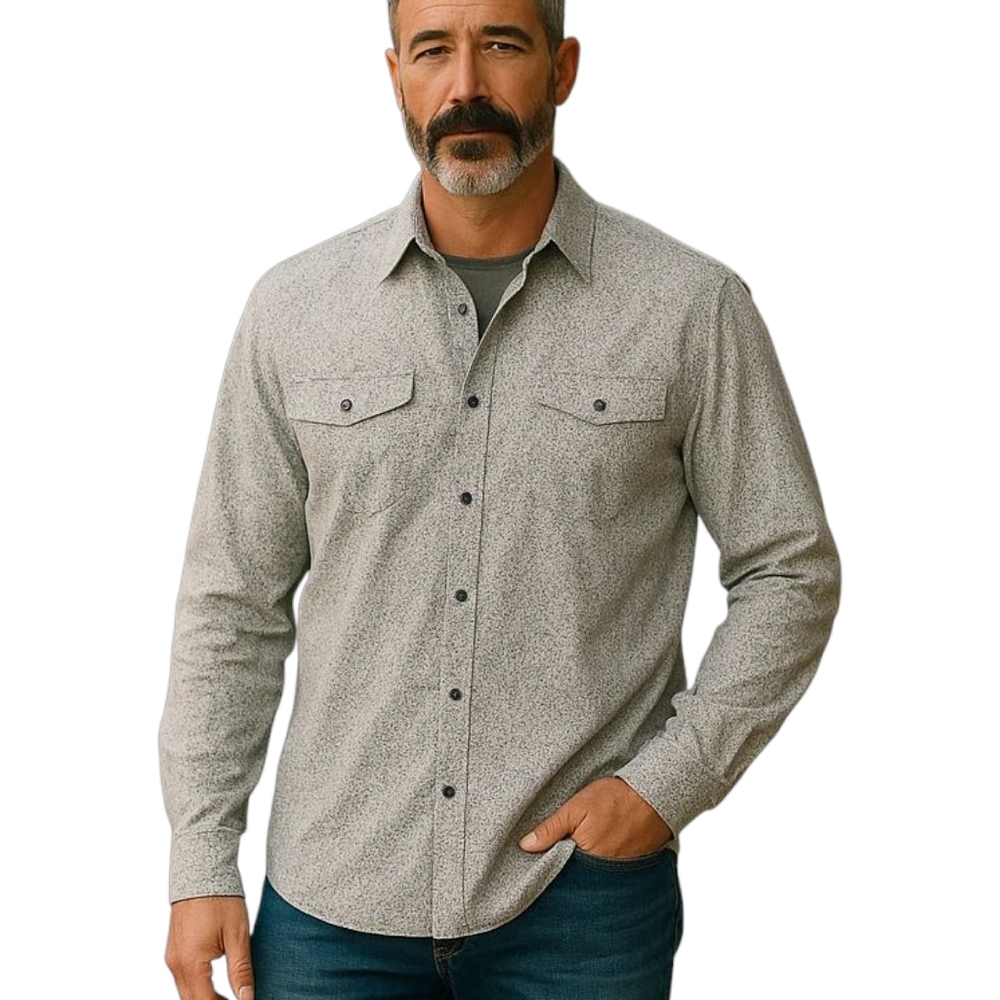 Moon & Shine Co. Men's Paisley Print Western Pearl Snap Long Sleeve Shirt